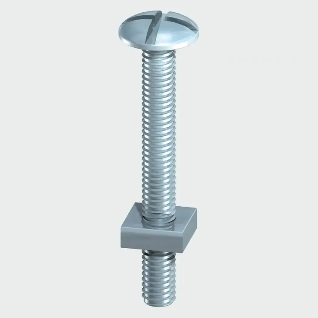0680RBP - M6 x 80mm Roofing Bolt & SQ Nut 4 Pack - BZP TIMpak 0680RBP