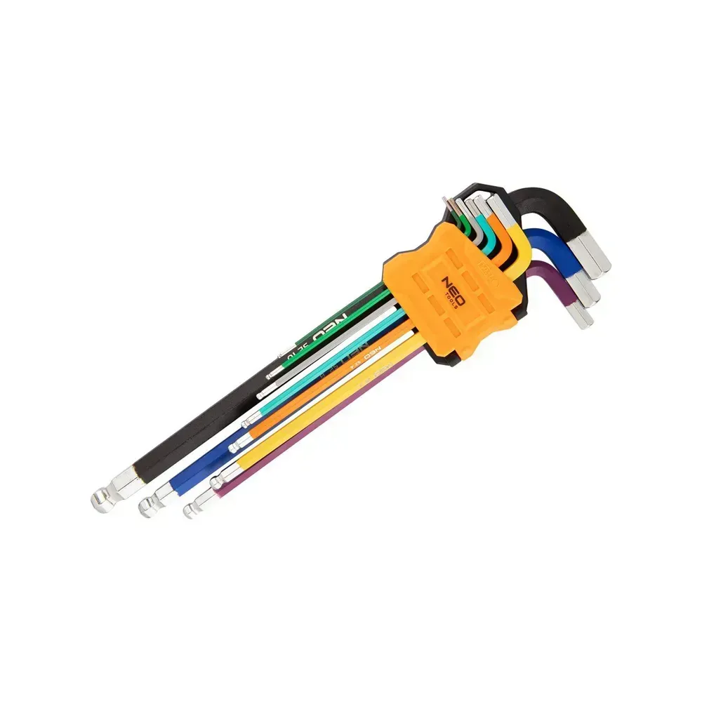 NEO Tools long hex keys with up to 30° working angle and ball ends