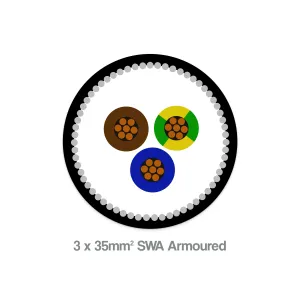 35mm² 3 Core SWA Armoured Cable XLPE LSZH