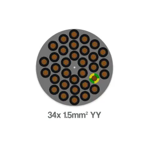34 Core 1.5mm YY LSZH Flexible Control Cable 300 500V Grey