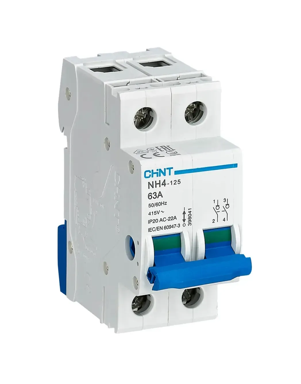 398041 - Isolator NH4 2P 63A DRAIL Chint 398041