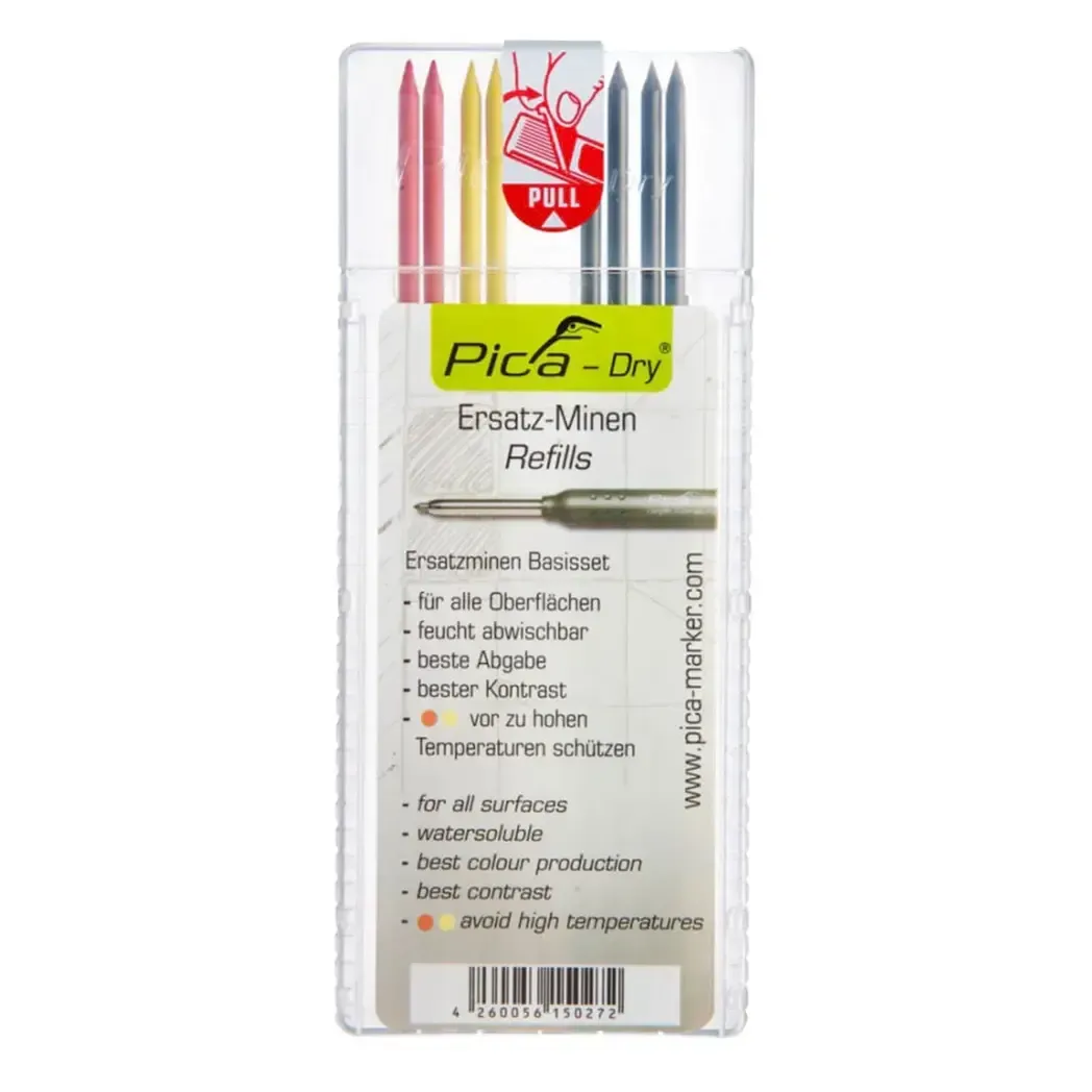 4020REFILLS - Pica Dry 4020 Refills for Ink Markers 2 x Red 2 x Yellow 4 x Black