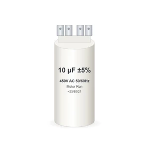 10 µF 450V motor run capacitor with 6.3mm double spade terminals (illustration)