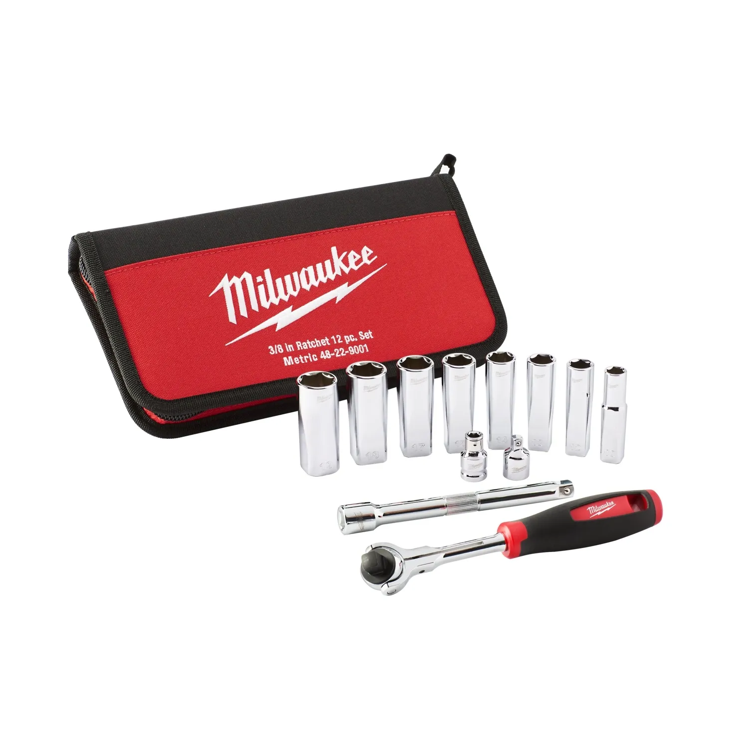 Milwaukee 3/8 Socket Set Metric 12 Piece