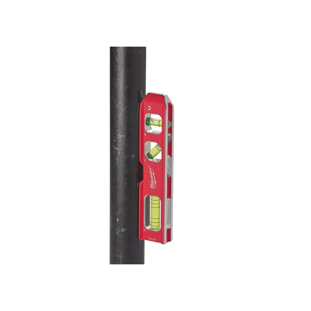 Red/Black Milwaukee Torpedo Level featuring rare earth magnets.