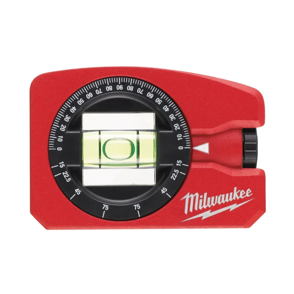 Compact Milwaukee pocket level with 360-degree adjustable vial