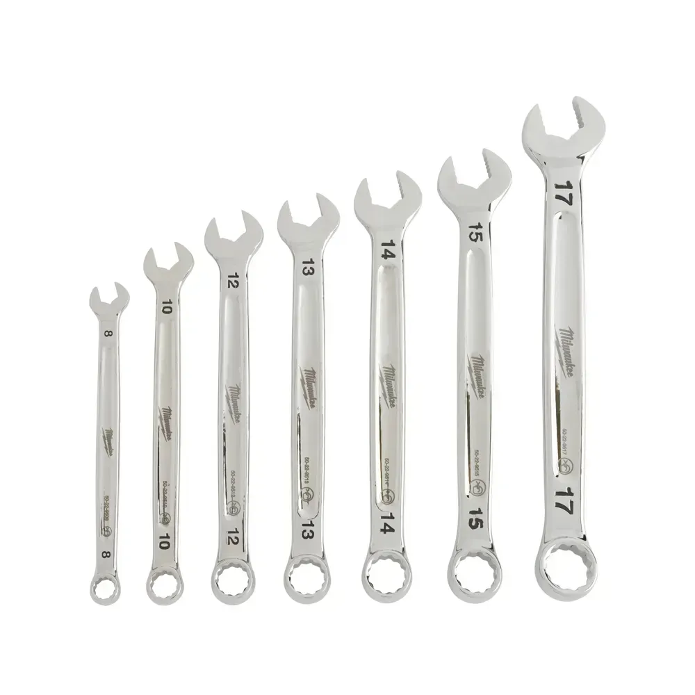 Combination spanner set with I-beam handle and optimized storage