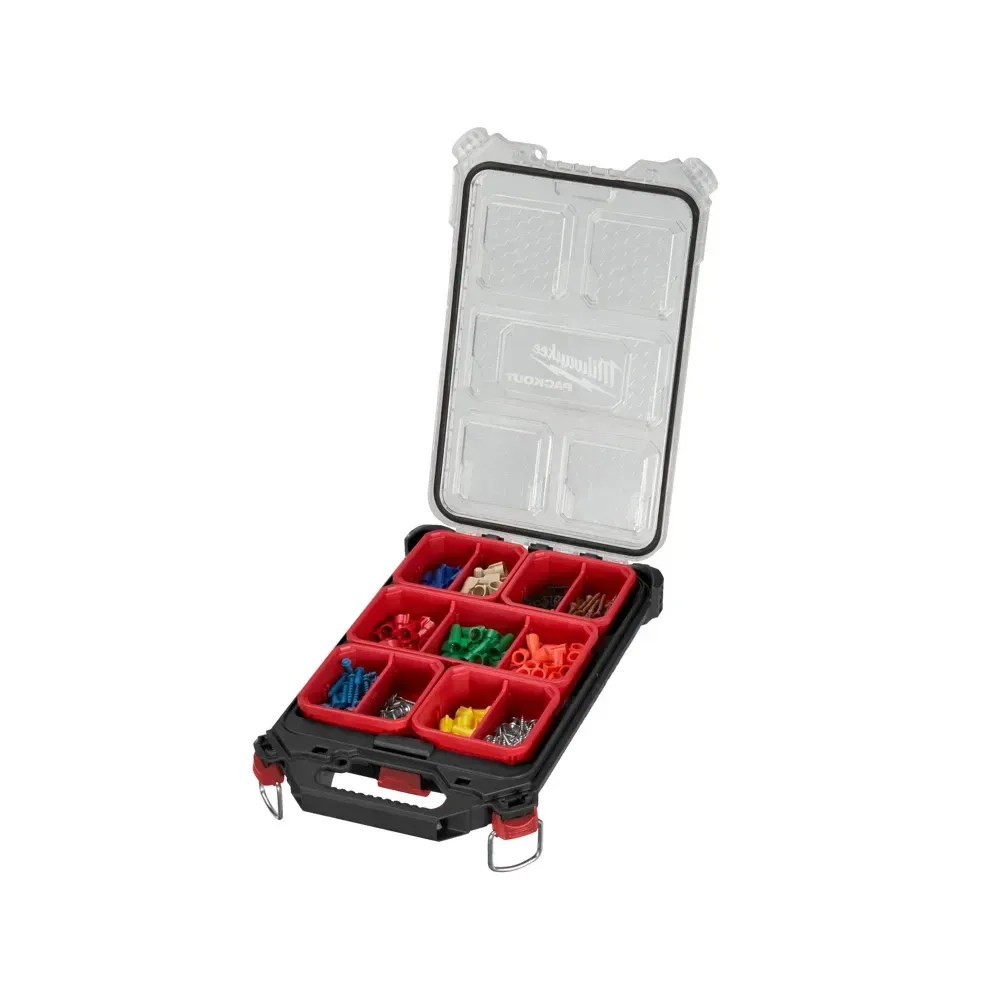 Milwaukee Packout Compact Slim Organiser with 10 removable bins for modular tool storage