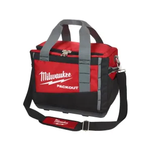 Milwaukee Packout 15-inch Duffel Bag with impact-resistant base and cushioned shoulder strap