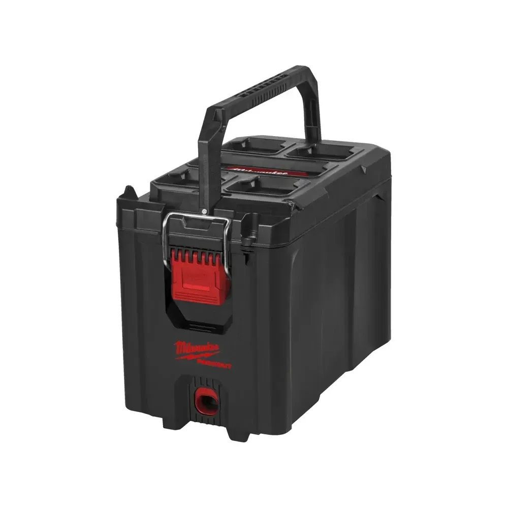 Compact Milwaukee tool box with impact-resistant polymers and metal reinforced corners