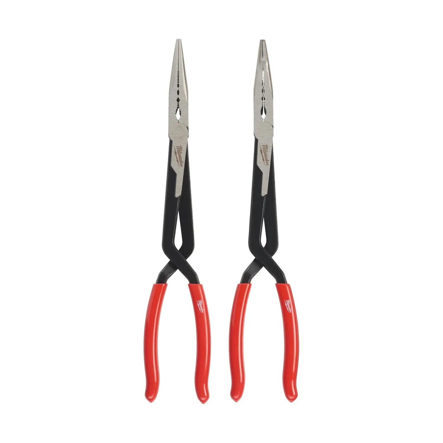 Milwaukee 2-piece long reach pliers set straight and 45-degree