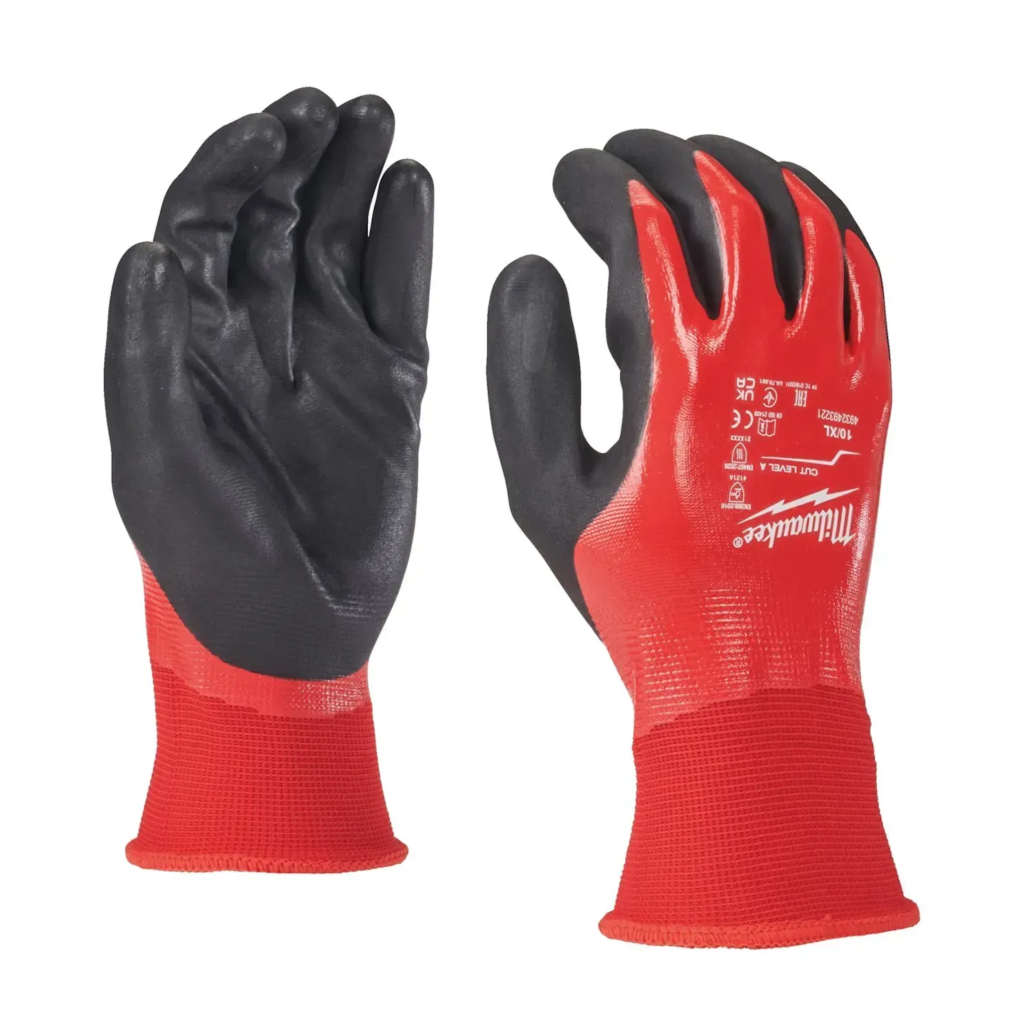 Milwaukee Fully Dip Cut A Size 9/L gloves with nitrile coating
