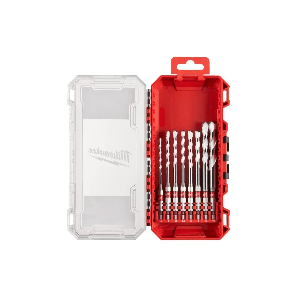 Milwaukee Multi-Material Drill Set Shockwave 8-piece with versatile drill bits.