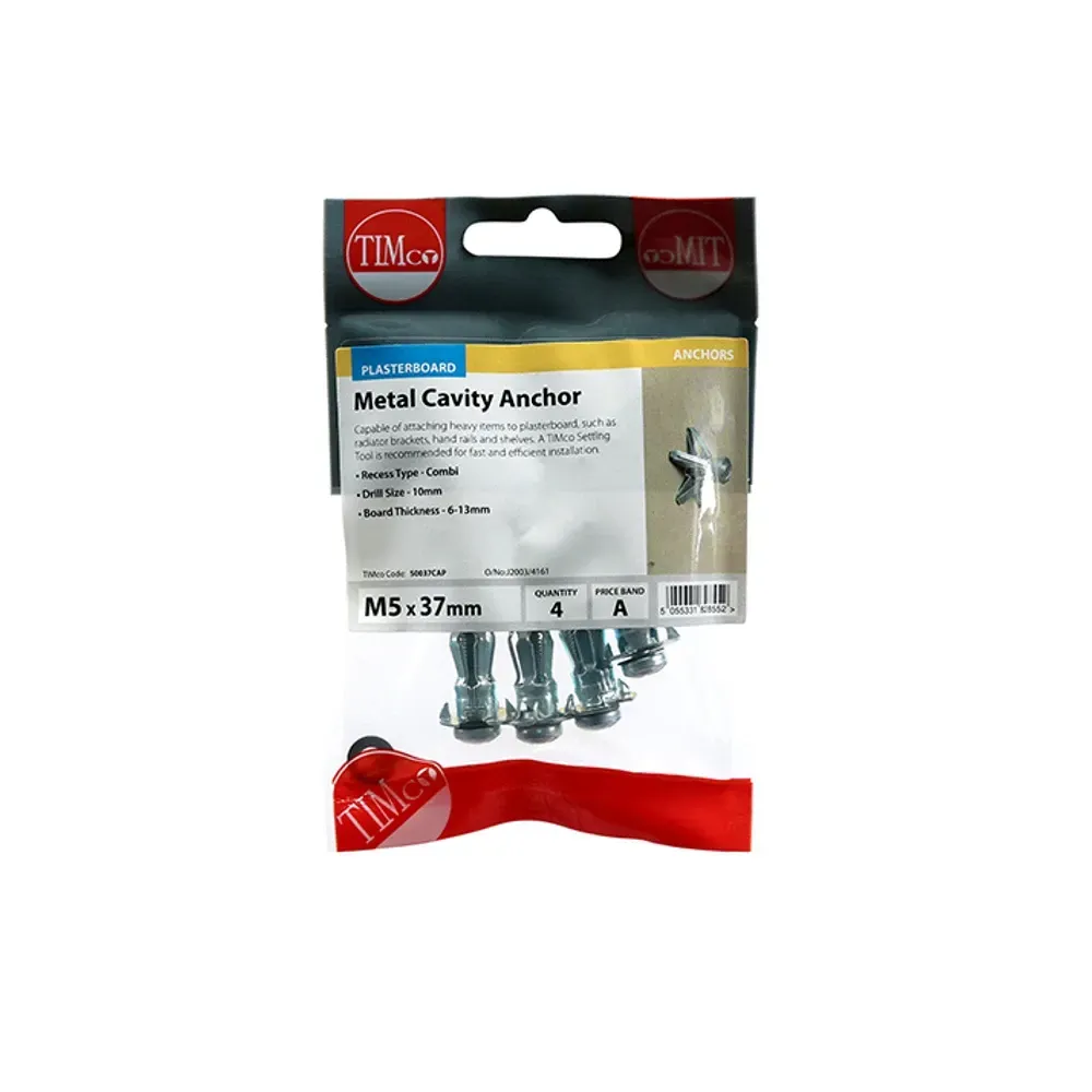 Metal Cavity Anchor M5 x 45. 4 per bag