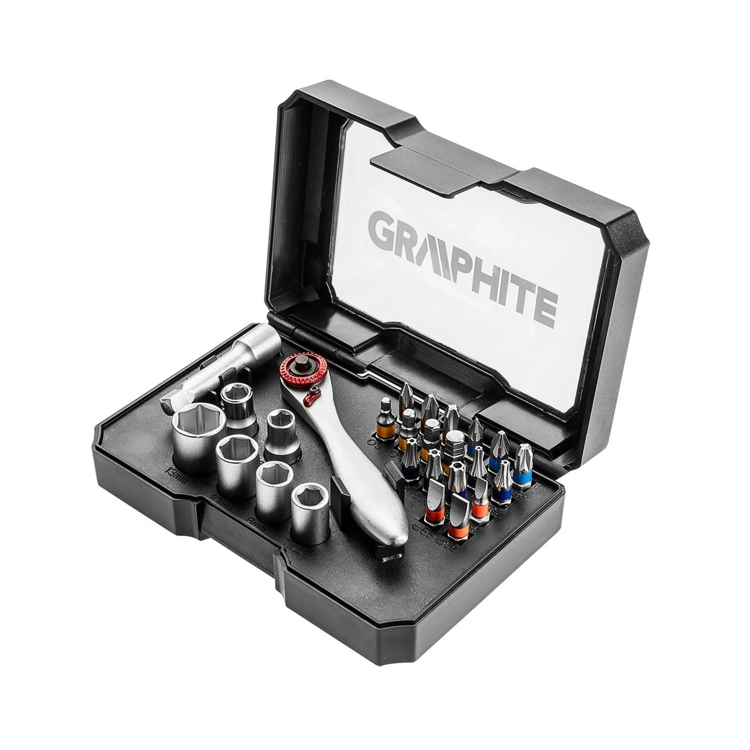 Graphite 56H604 26pc S2 Steel Bit and Socket Set with Ratchet