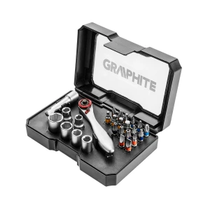 Graphite 56H604 26pc S2 Steel Bit and Socket Set with Ratchet