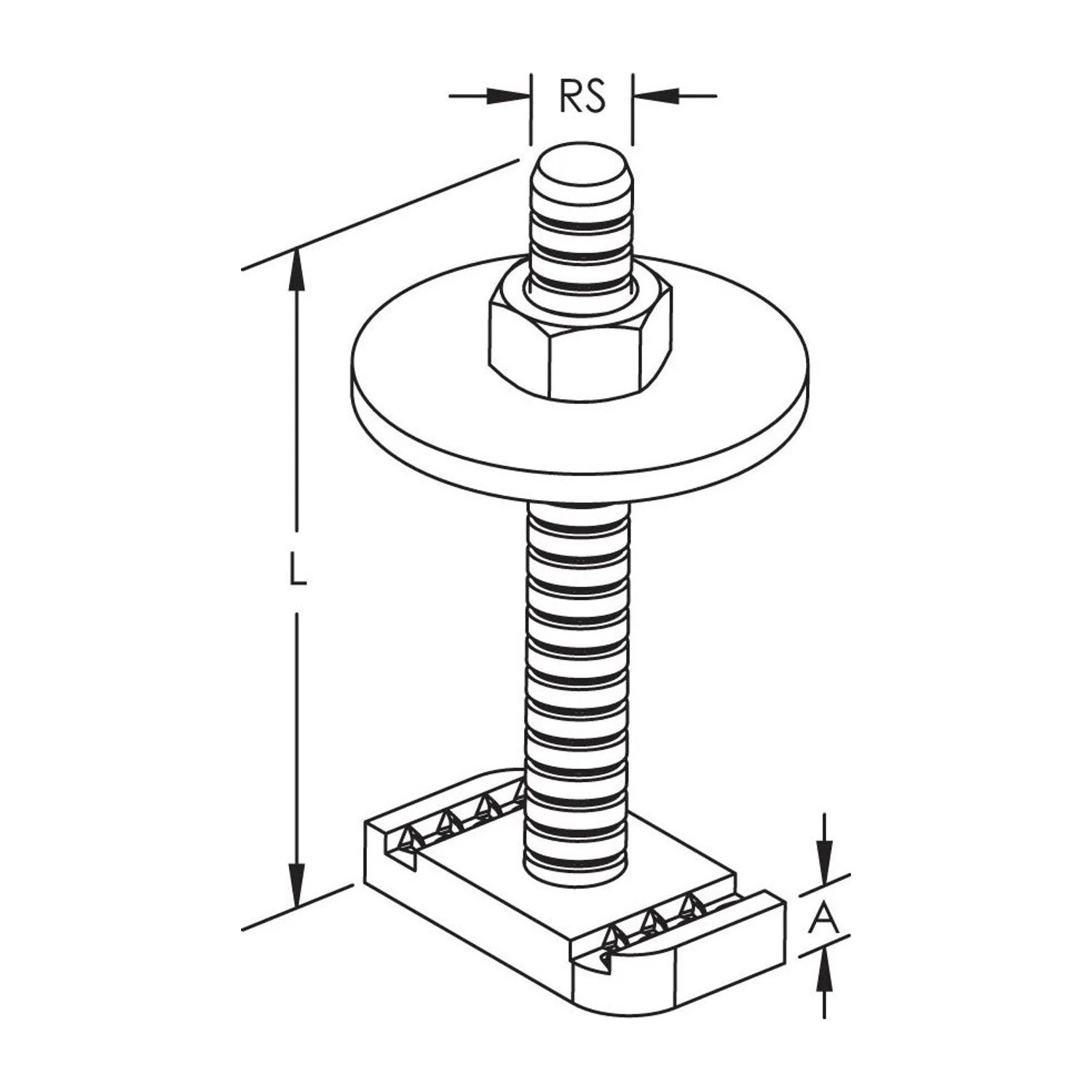 CADDY strut T-bolt dimension drawing