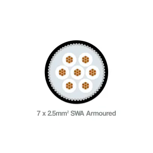 2.5mm² 7 core SWA LSZH armoured cable side view