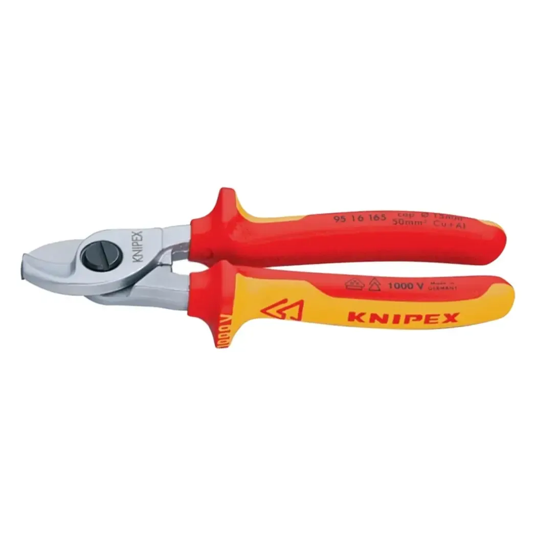 9516165 - Knipex 165mm Cable Shears Chrome Plated VDE Insulated Pliers 9516165