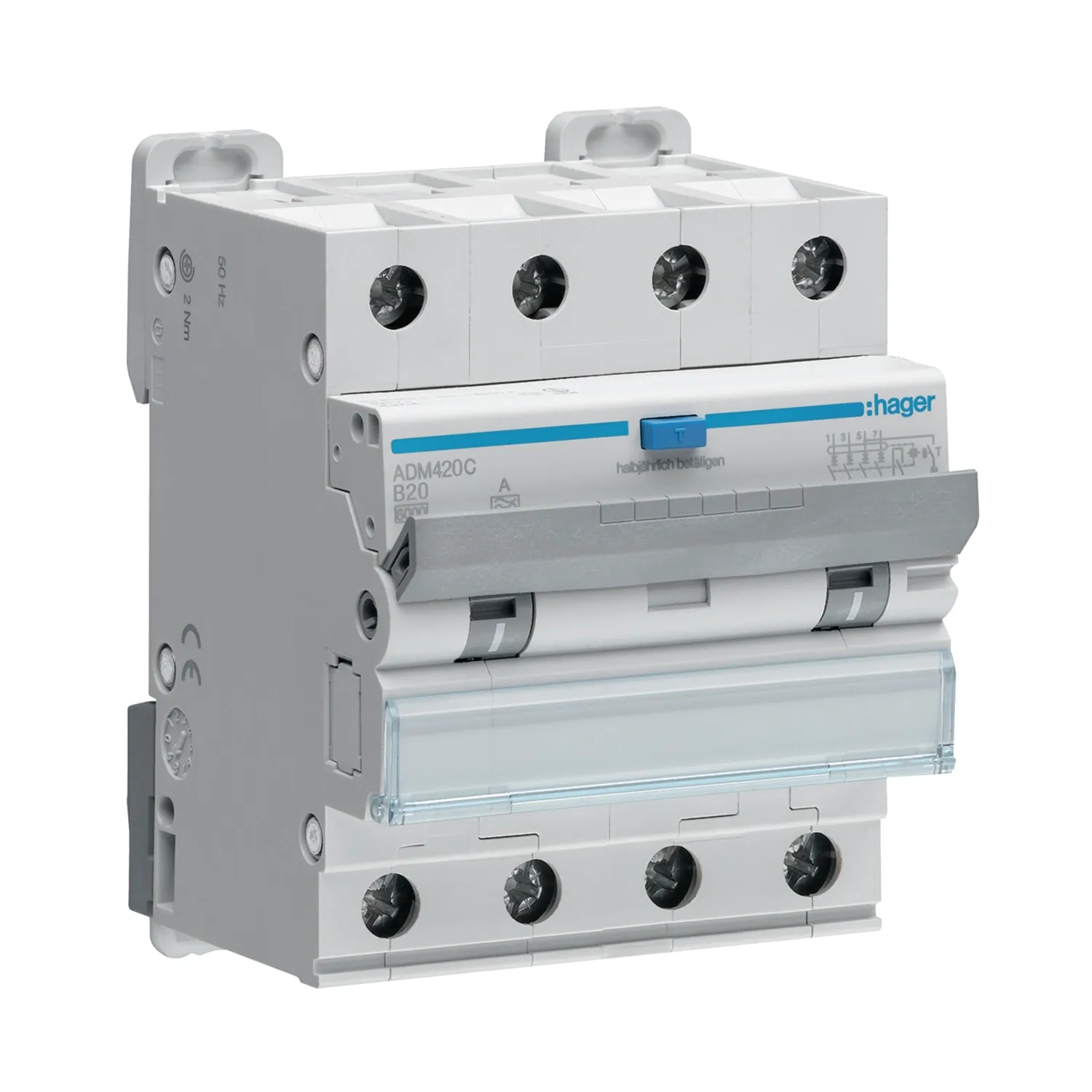 Hager RCBO 4P 20A 30mA B Curve Type A