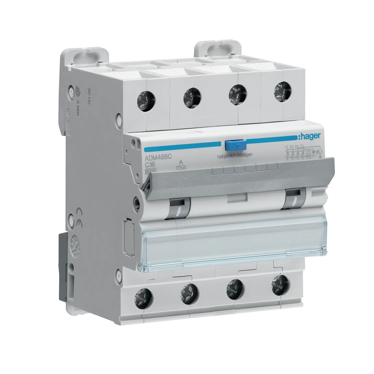 Hager RCBO 4P 16A 30mA C Curve Type A