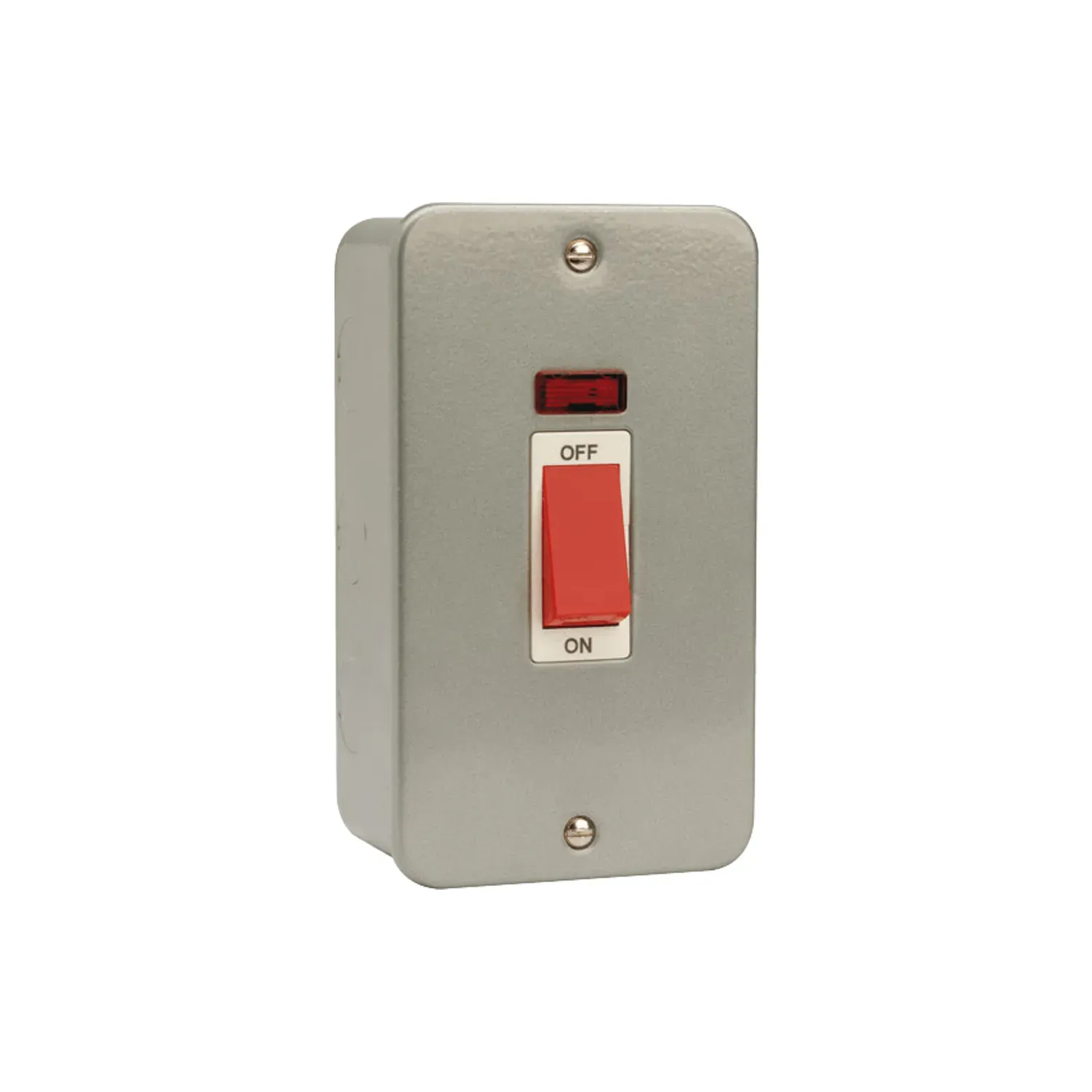 Metalclad 45A 2G DP Switch with Neon Vertical 250V Grey