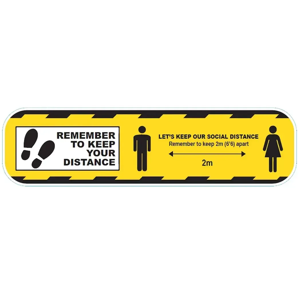 CVSDY - Social Distance Floor Sticker Yellow 600mm Perm-Adhesive CVSDY