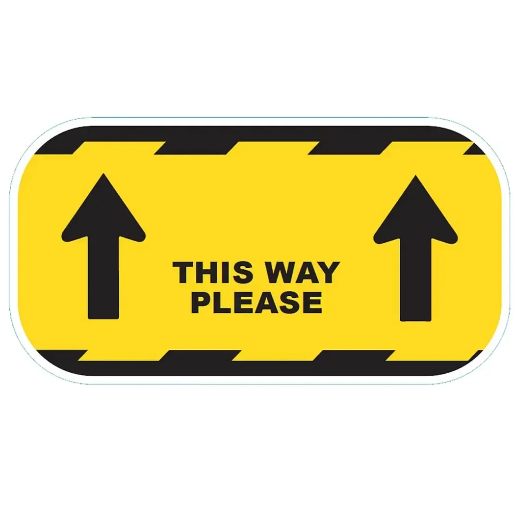 CVTWY - This Way Please Floor Sticker Yellow 300mm Perm-Adhesive CVTWY