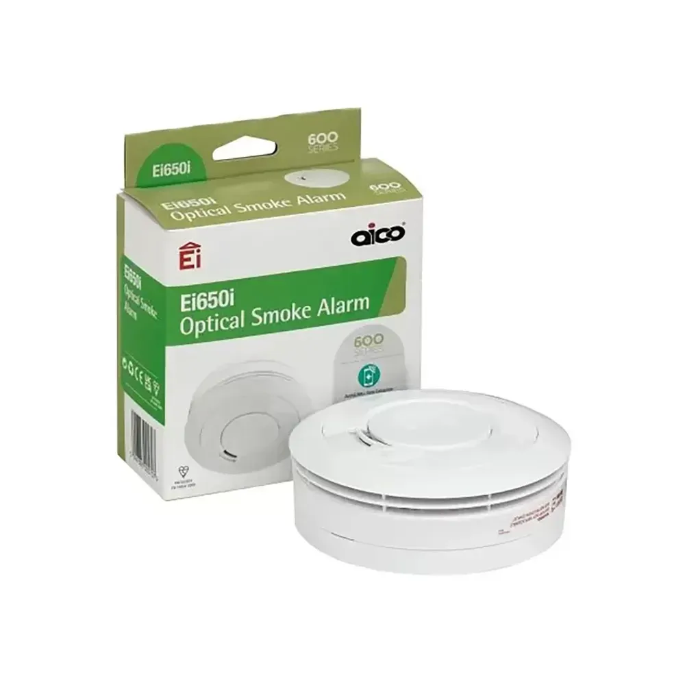 Optical smoke alarm Ei650i with sealed 10-year battery and AudioLINK.