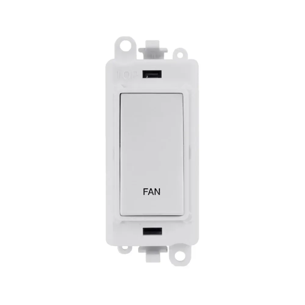 Click GridPro 20A Double Pole Switch Module, 2-Way, Fan, Polar White