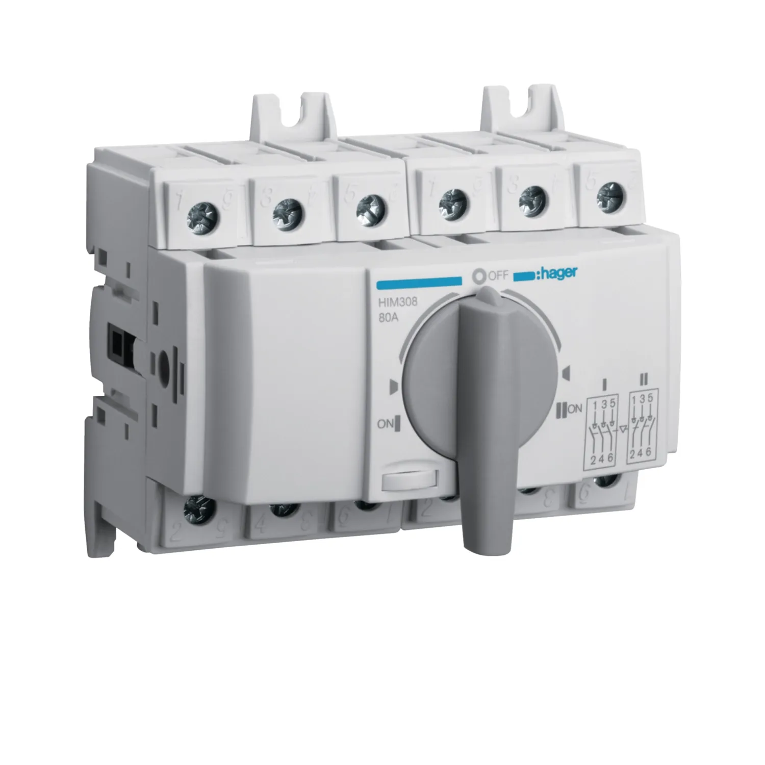 Hager HIM308 3P 80A Changeover Switch 380-415V IP20