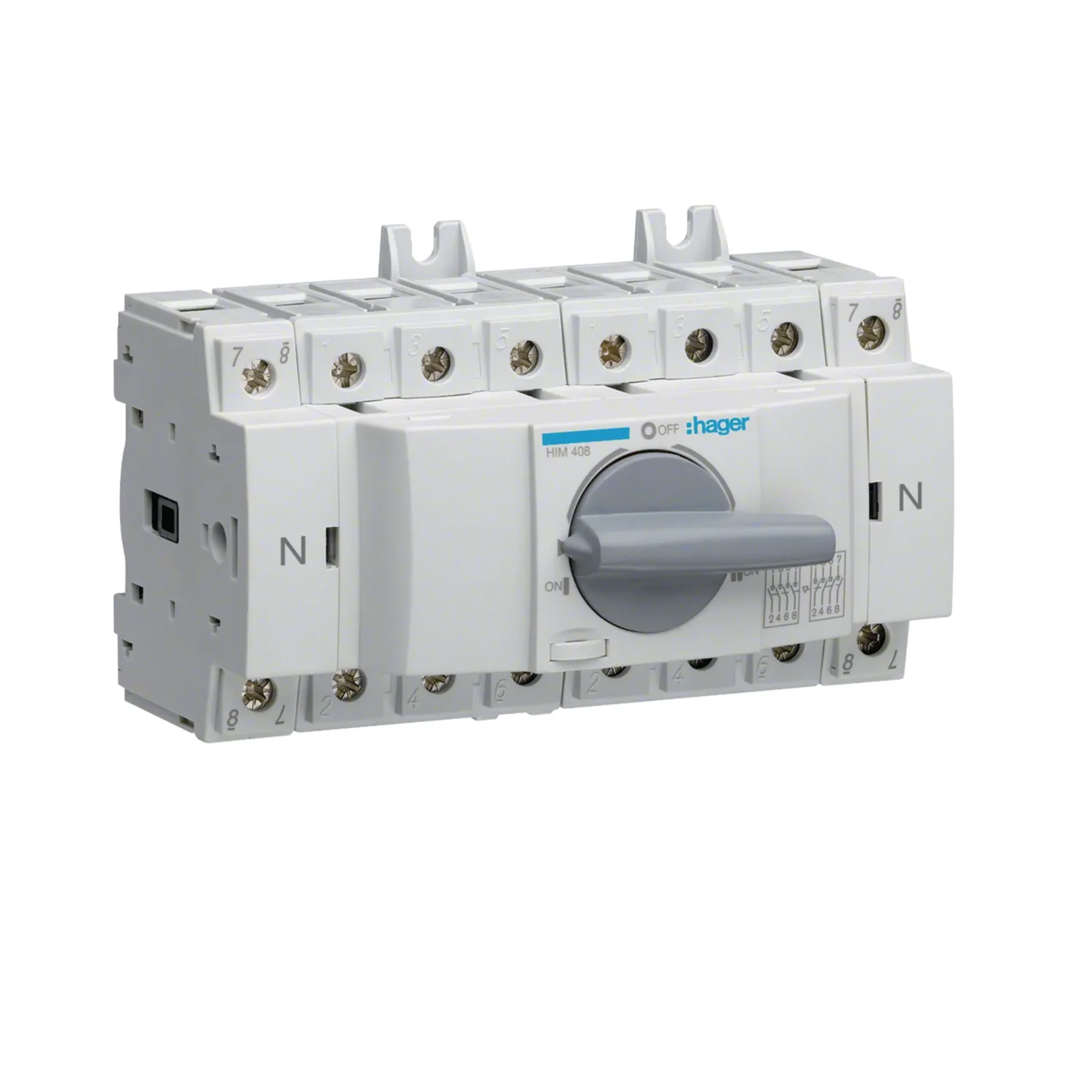 Hager HIM408 80A 4P Changeover Switch 8 Module DIN
