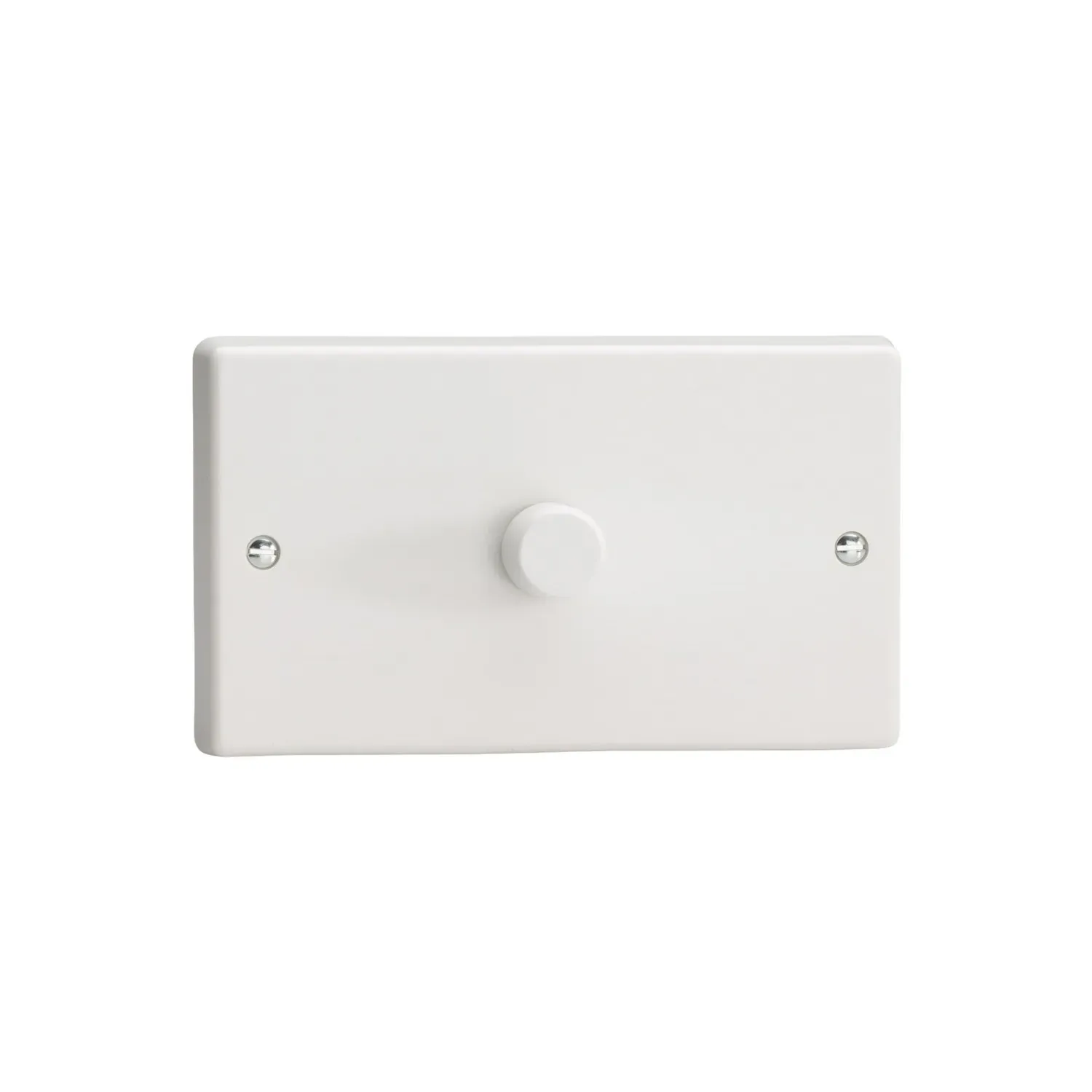Varilight KQDP601W 1G 2W V-Com Push On Off Rotary LED Dimmer 600W 230V White Twin Plate