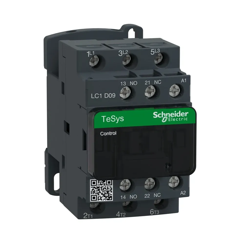 Schneider TeSys D 9A 24V AC 3P contactor LC1D09B7 front view