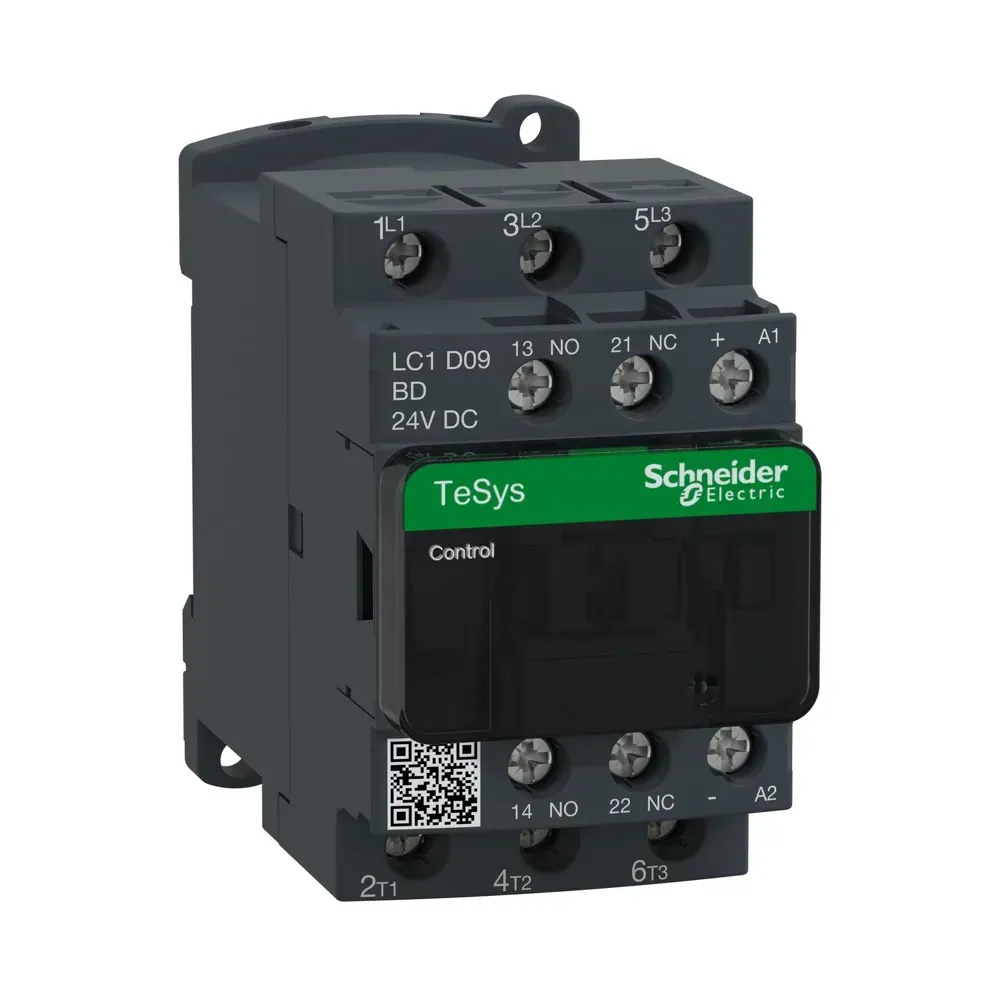Schneider TeSys D 9A 400V AC contactor front view
