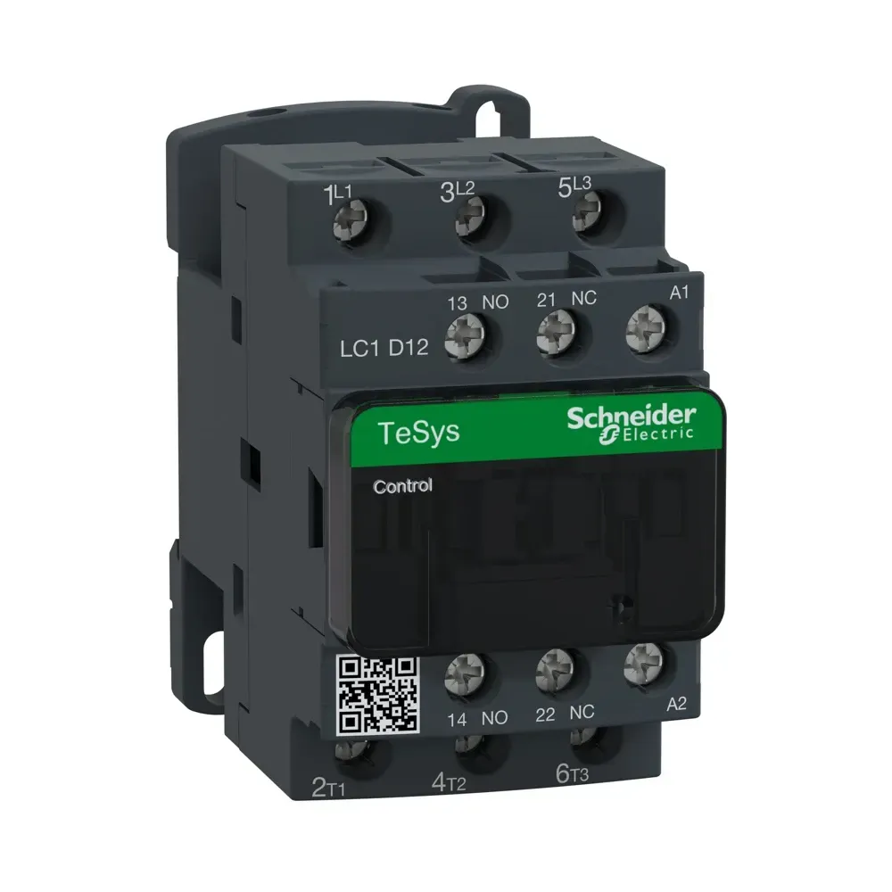 Schneider TeSys D 12A 24V DC 3P contactor front view