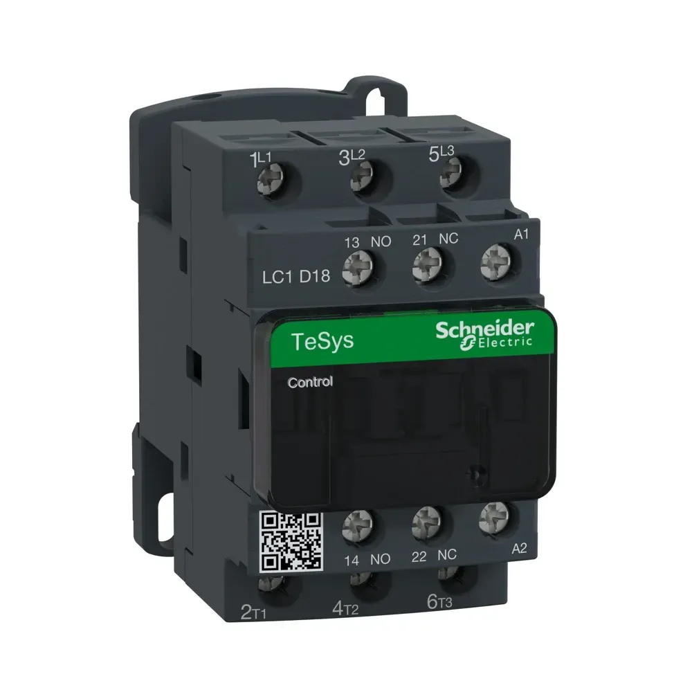 Schneider TeSys D 18A 110V AC 3P contactor LC1D18F7 front view