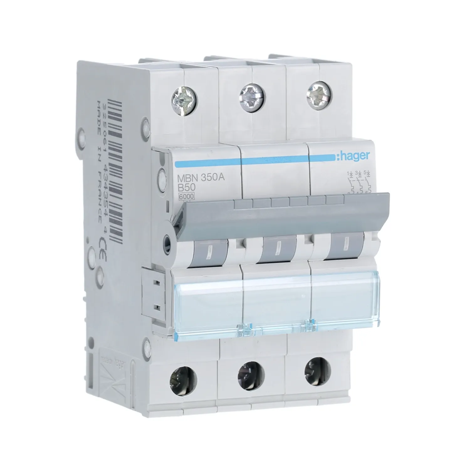 Hager MBN350A 50A 3P B-Curve MCB 6kA 3-Module