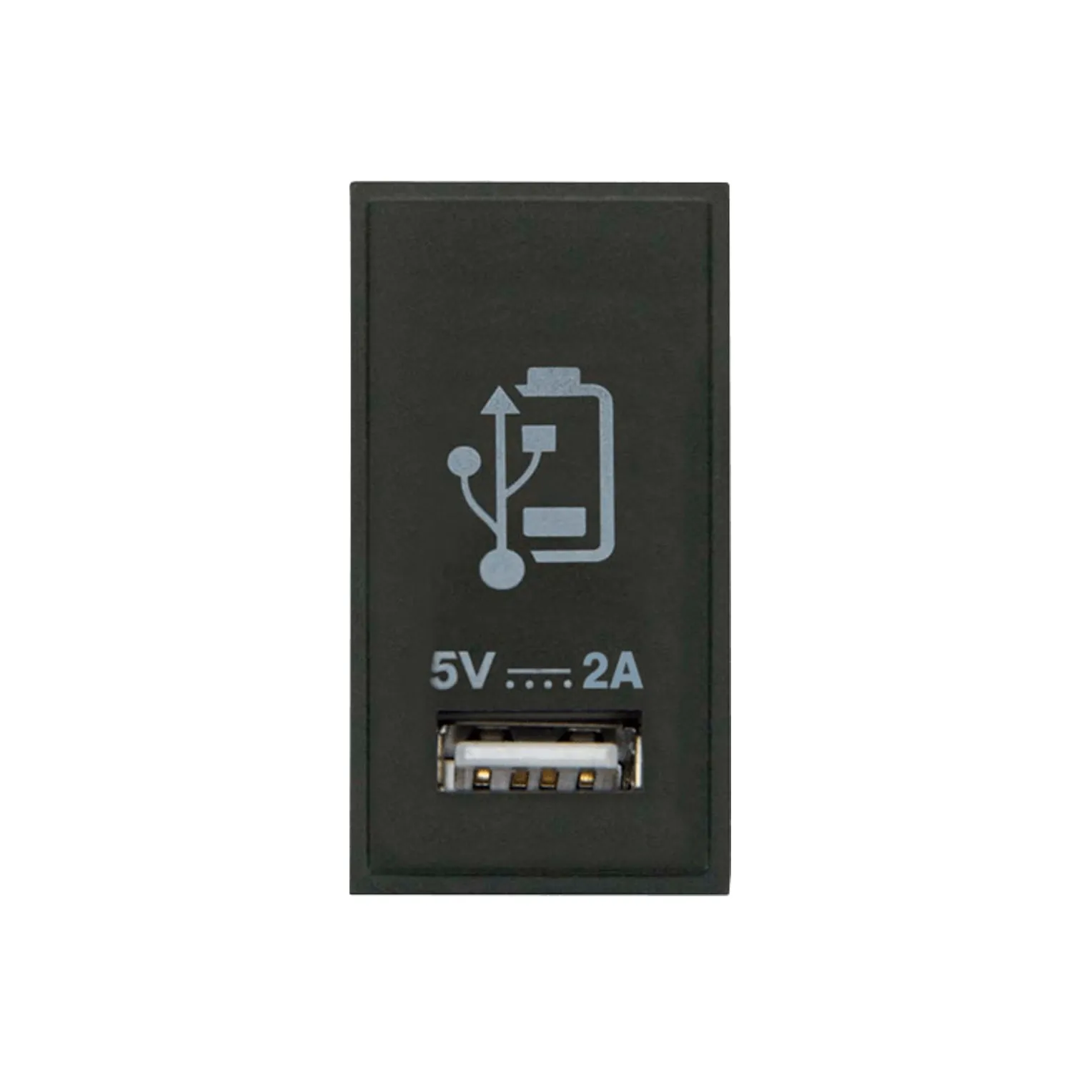 Click New Media USB Charging Module 2A Black front view