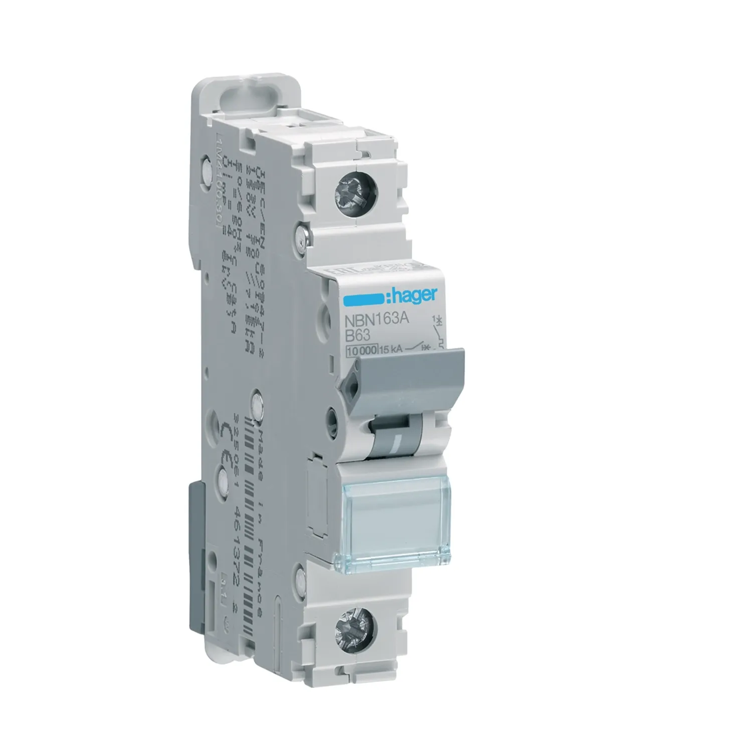 Hager NBN163A 63A 1P B-Curve MCB 10kA 1 Module