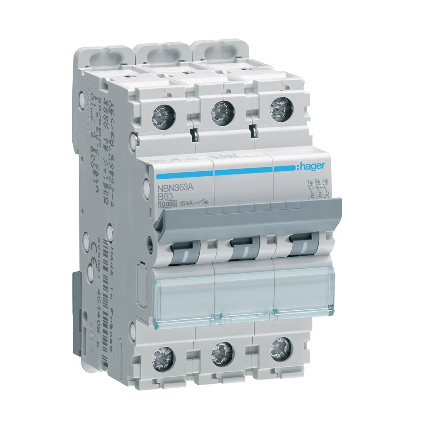 Hager NBN363A 63A 3P B-Curve MCB 10kA 3 Module