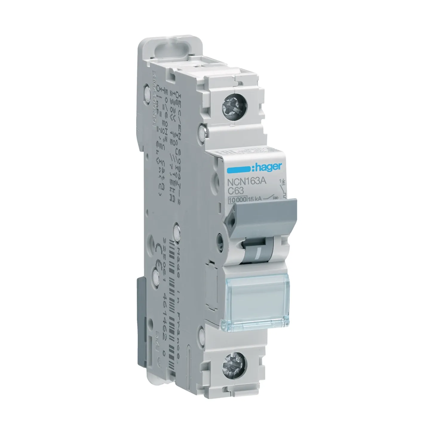 Hager NCN163A 63A 1P C-Curve MCB 10kA 1 Module