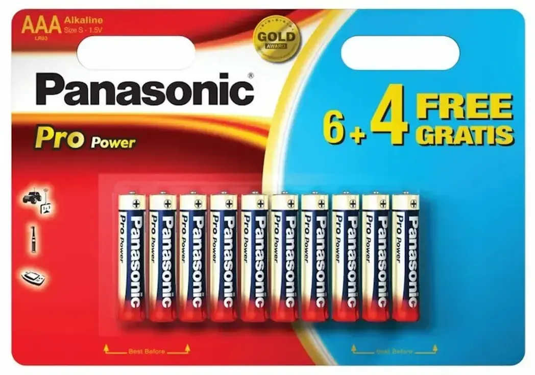 PPGLR03 - Panasonic Battery 1.5V AAA 6+4 Pack