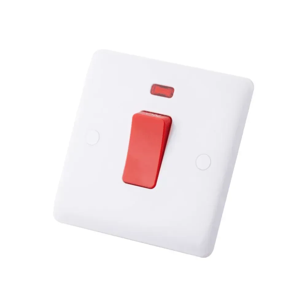 Iona 45A 1 Gang Slimline D/P Cooker Switch with Neon Light