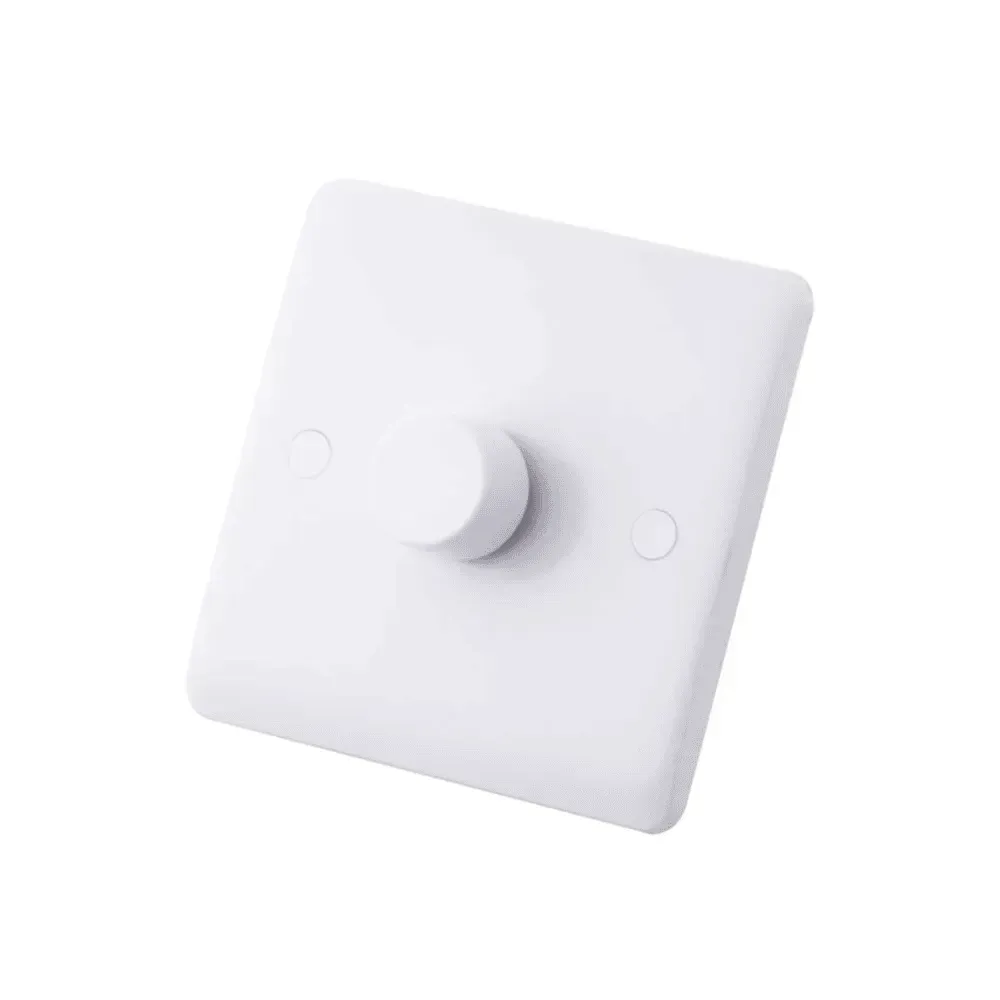 Iona 1 Gang 2 Way 400W Dimmer Switch - White Knob