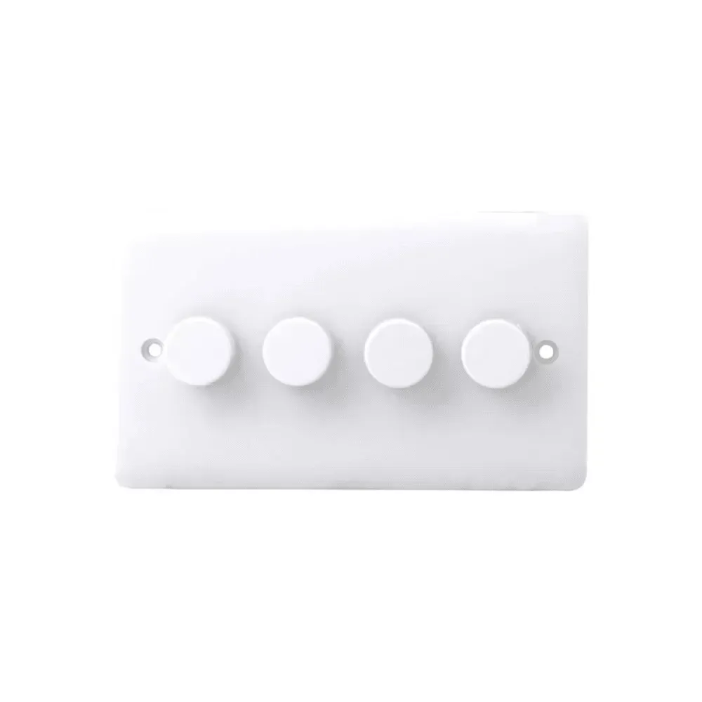 Iona 4 Gang 2 Way 400W Dimmer Switch with White Knobs