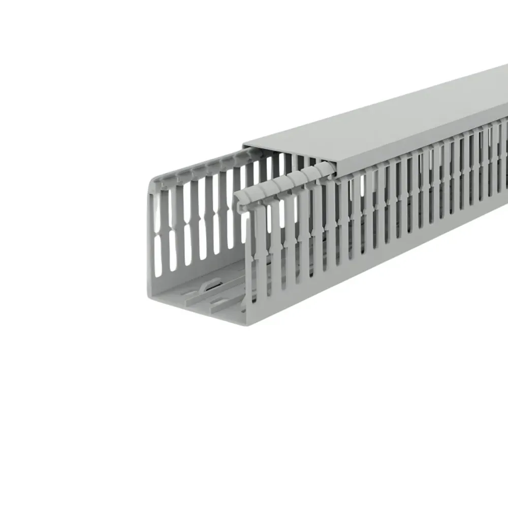 V6K10060 60x100mm grey PVC panel trunking 2m length for high-capacity installations