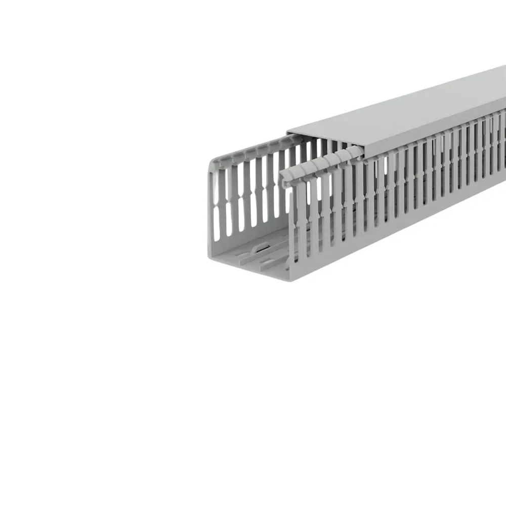 V6K4080 80x40mm grey PVC panel trunking 2m length for high-capacity cable management
