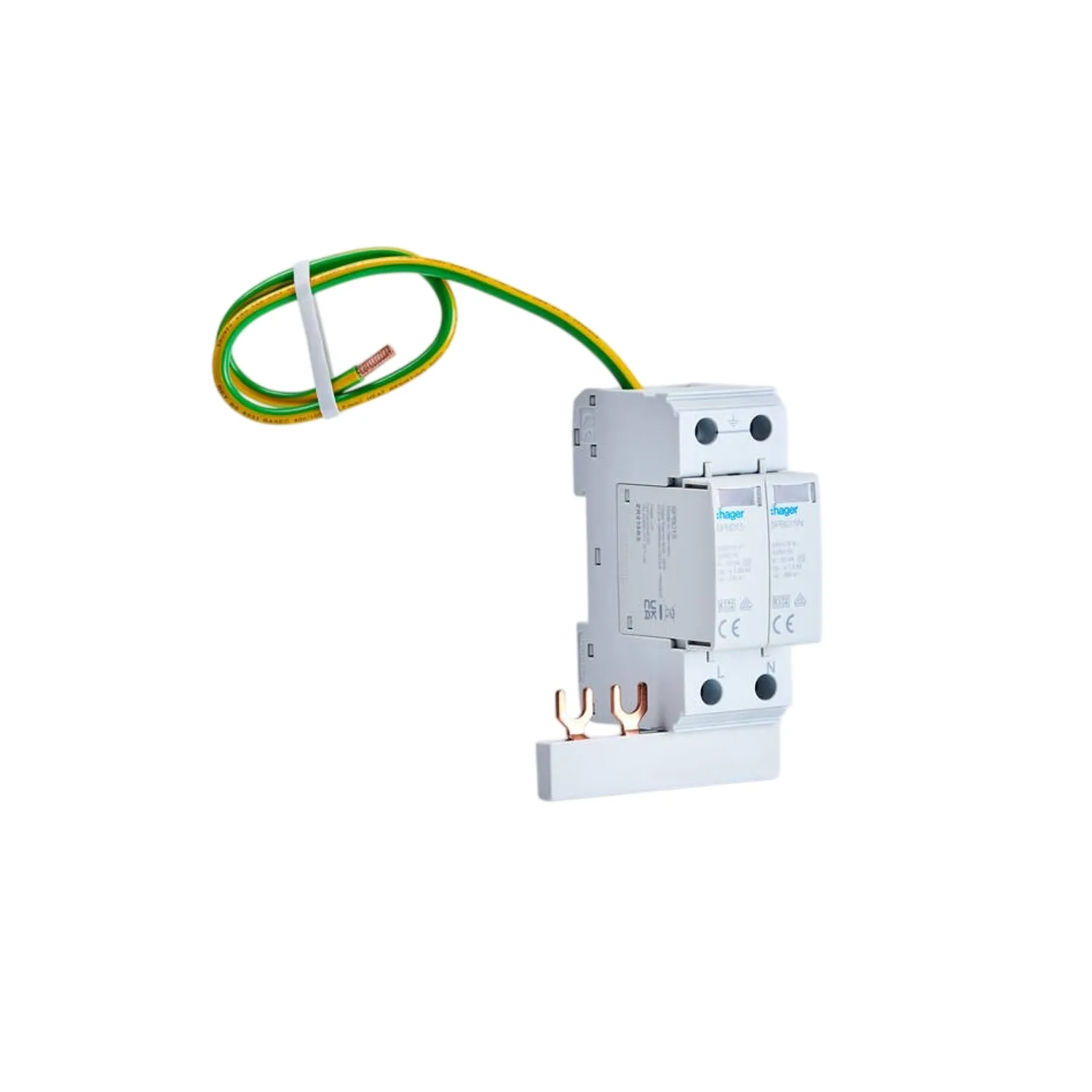 Hager VM10101SPD 2P Surge Arrestor 15-40kA Kit with Cables