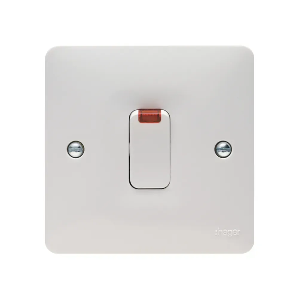 Hager 20A DP Switch with Indicator - White